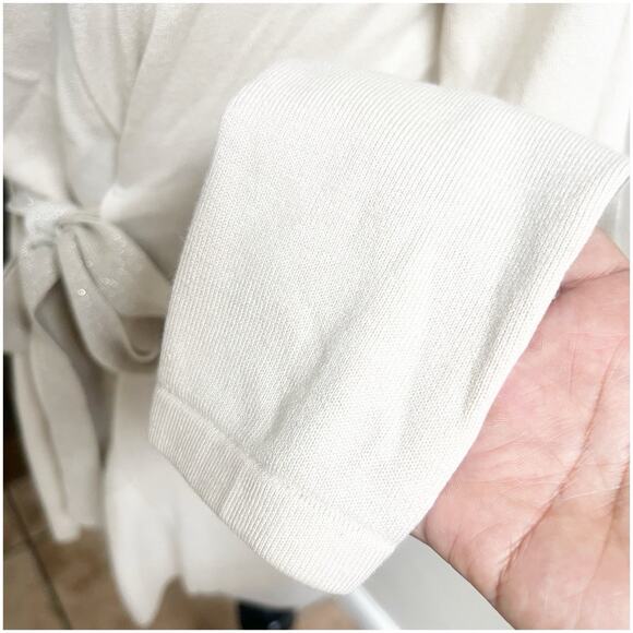 Nieman Marcus Women’s Silk Cashmere Blend Wrap Sweater Cream Size Small - Picture 11 of 13